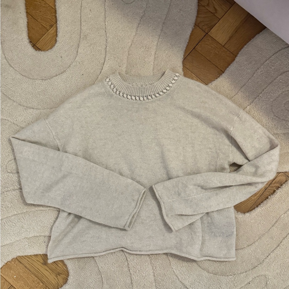 Theory Cream Cowl Neck Sweater with Soft Knit